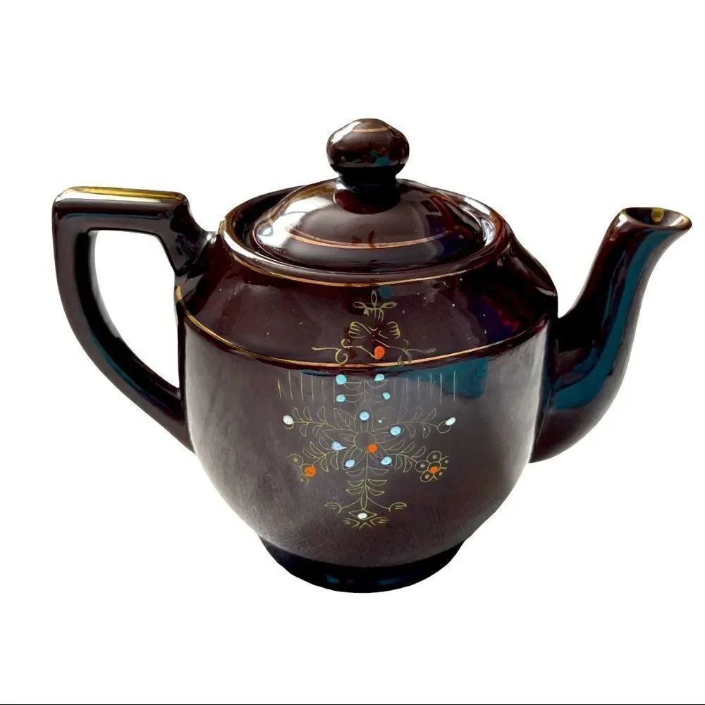 Japan 1940’s Vintage Moriage Brown Teapot LARGE